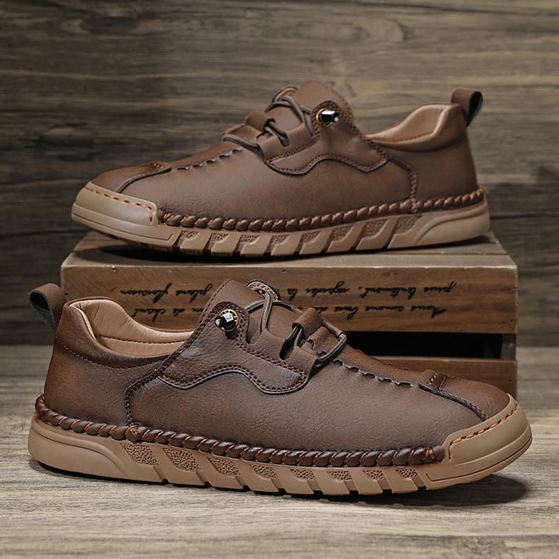 

Мужские кожаные туфли, дышащие туфли для вождения, мужские мокасины, повседневная обувь на шнуровке, модные мокасины 43 кофейный