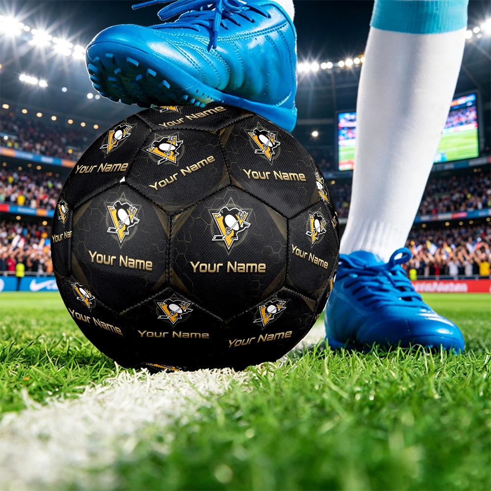 Pittsburgh Penguins Size 5 Football, Custom Name Text Personalized Soccer Ball Sport Training Gift