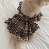 Spring Pet Plaid Strap Skirt for Small Dogs - Cat Pleated Shirt Bow Undershirts Puppy Clothes Dog Dresses with Plaid Design