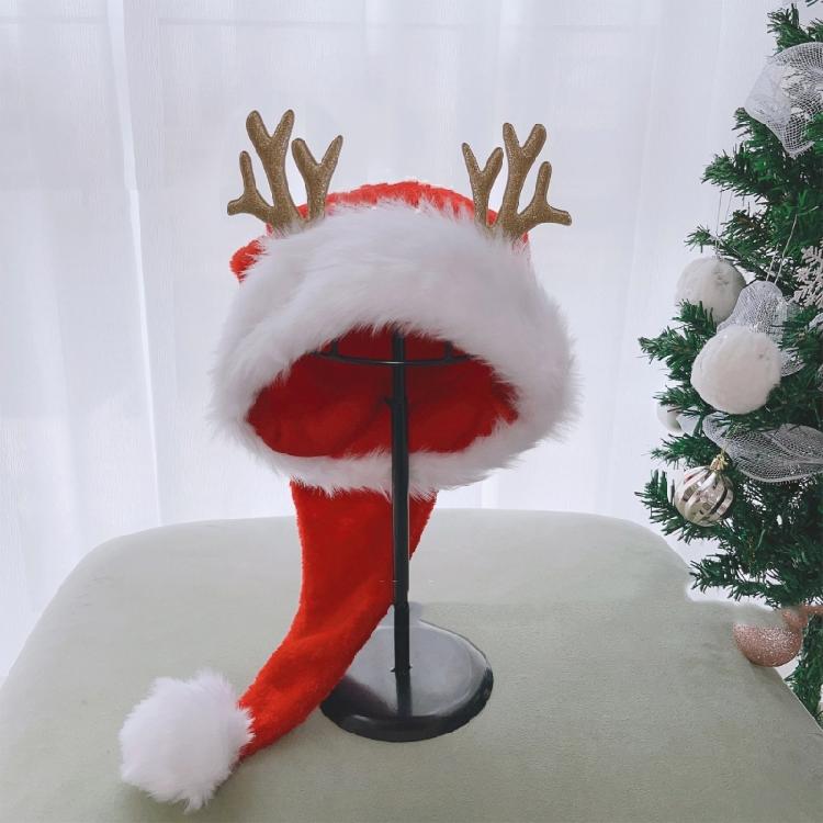 Festival Christmas Santa Caps for Festival Family Gathering Party Antler Santa Hat Holiday Props Headwear Christmas Hat