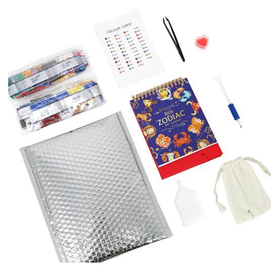 2026 Rhinestone Painting Desk Calendar DIY Handmade Butterfly Constellation Rhinestone Art Drawing Standing Flip Calendar Decoration