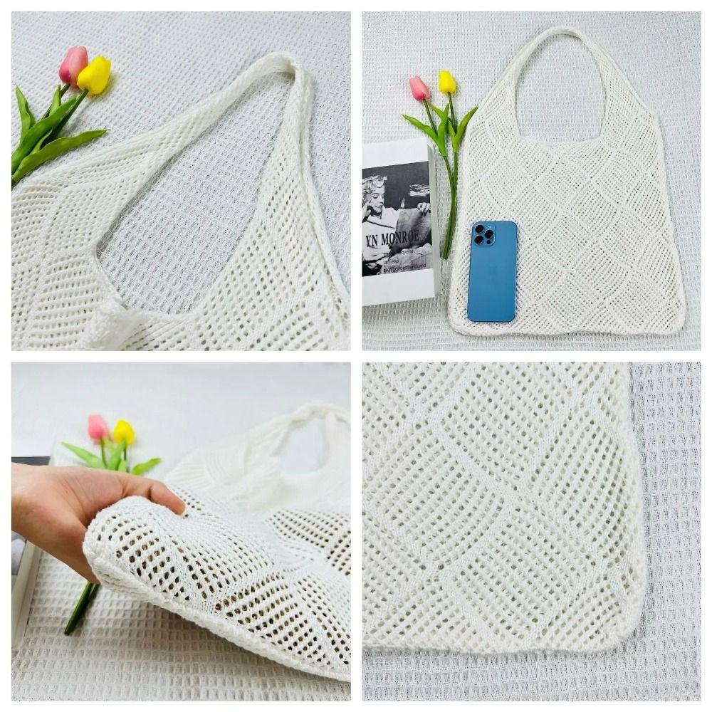 Fashion Women Shoulder Bag Hollow Woven Crochet Beach Bag Big Purses Shopping Tote  Travel