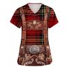 Women's V Neck Short Sleeve Work Shirt with Pockets Oktoberfest Print Top Nursing Uniform Comfortable Fit Durable Material