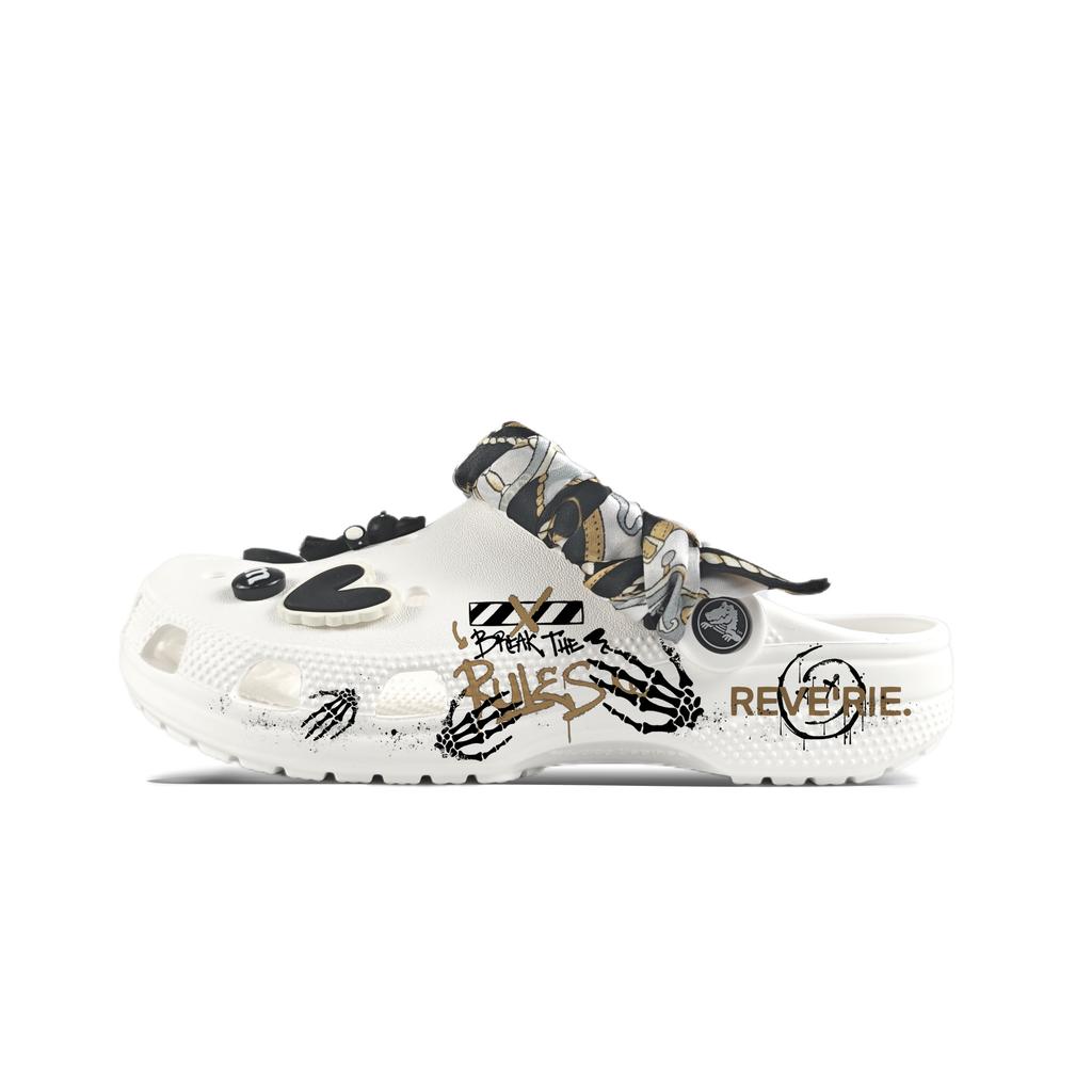 Crocs Crush Clog EVA Graffiti Claw Decorative Buckle Hand Painted Casual Fashion Versatile Hole Shoes Unisex White