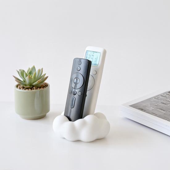 Storage Box, 3D Printed One-Piece Molding Storage Container with Double Slot Design, Cloud Shape Remote Holder Holds Two Remote Controls