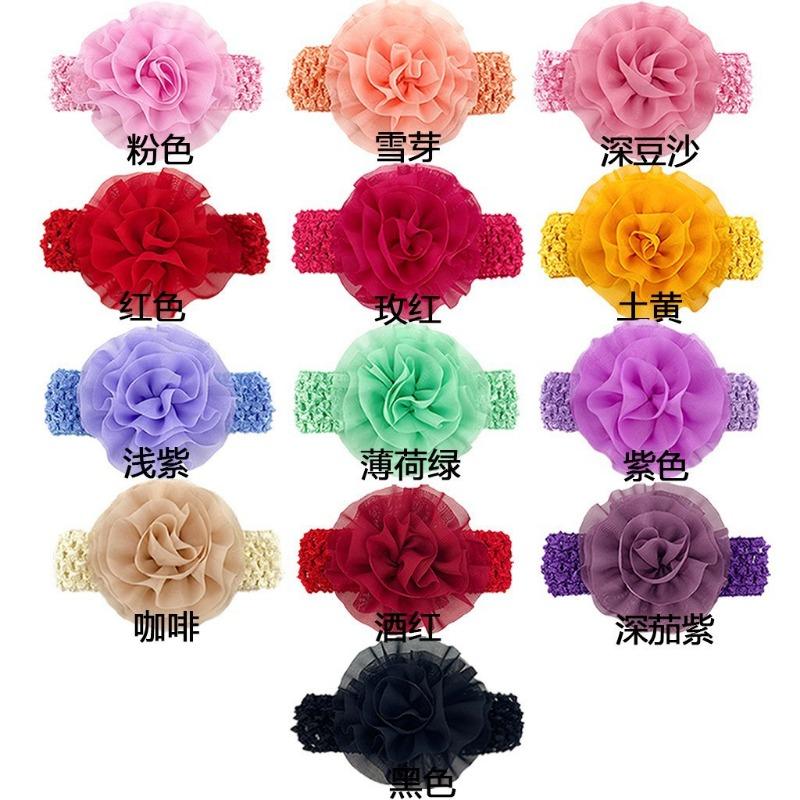

New baby headband, versatile chiffon flower hollow baby headscarf, soft, comfortable and elastic children s hair accessories