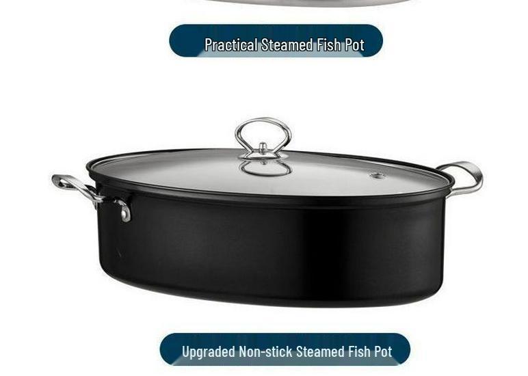 304 Stainless Steel Oval Steamer Pot, 38cm, Large Capacity, Induction Compatible, Multifunctional Steamer Basket for Fish.
