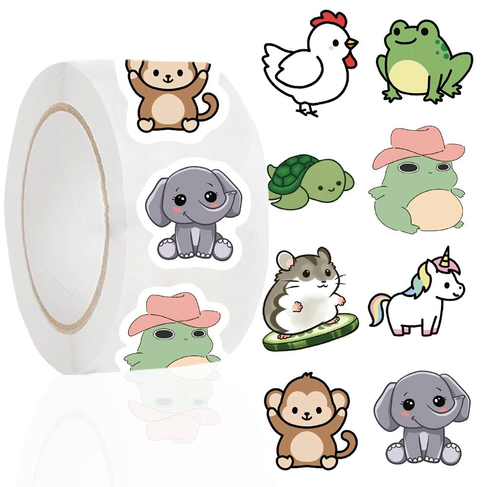500PCS/Roll Fun Cartoon Animal Roll Stickers Classic Children's Sticker DIY Phone Guitar Laptop Notebook Suitcase Kids Toys
