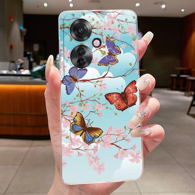 Für OPPO Reno 11F / Reno 11A Hülle Klar Luxus Mode Schmetterling Blumen Weiches TPU Silikon Abdeckung für OPPO Reno11 F A Handyhülle
