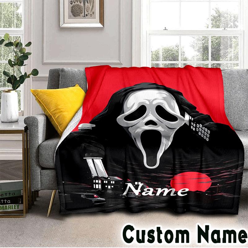Custom NameHorror Characters Blanket Flannel Throw for Sofa, Indoor, Camping, Living Room, Office, Chair, And Bed Soft Birthday Christmas Gift