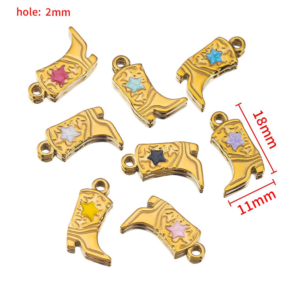 5pcs/lot Stainless Steel Gold Color PVD Plated Boots Charms Pendant DIY Necklace Bracelet Earring Jewelry Making Accessories
