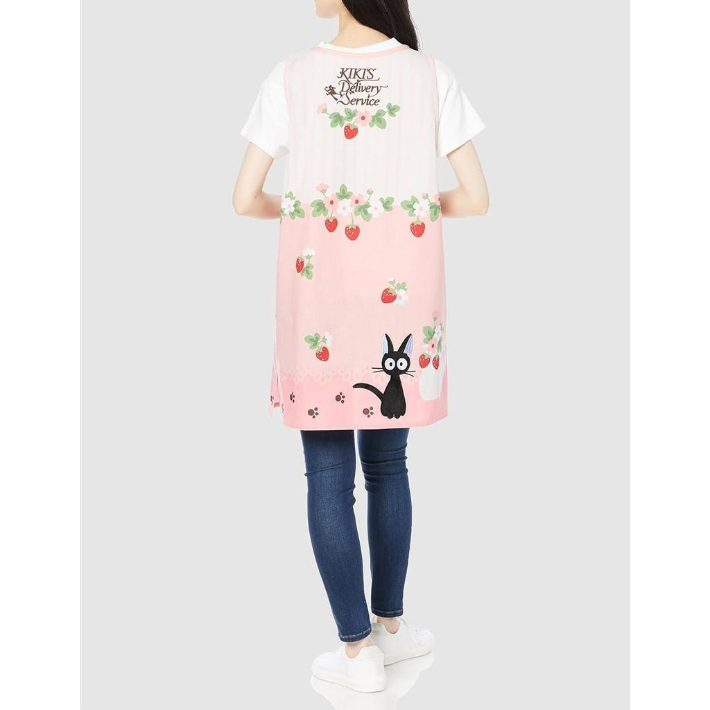 Marushin Ghibli Apron for Women - Kiki's Delivery Service Jiji and Strawberry Character Design - Cute Adult Size - Campus Style - Suitable for Nursery