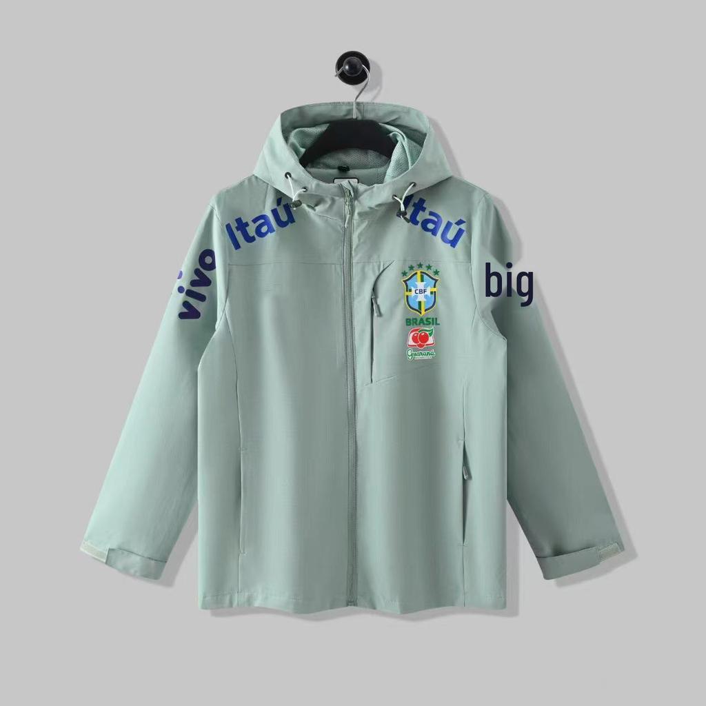 Windjacke Nationalmannschaft Brasilien: Unisex dünne, winddichte, wasserdichte Fußballjacke