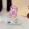 For iPhone 15 Silicone Case Cute Butterfly Kickstand Design Shockproof Phone Back Cover