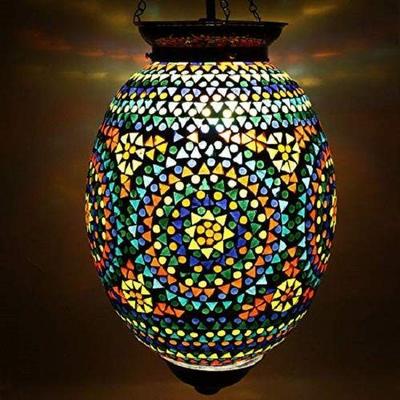 Handcrafted Egg Shaped Mosaic Designed Glass Hanging Light for Home Bar Restaurant Cafe Decoration