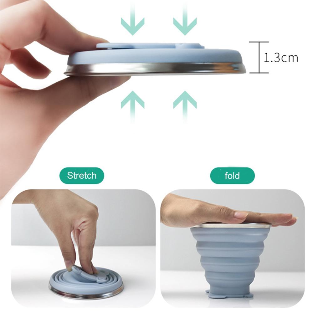 Folding Cup Cartoon Cup Camping Cup with Lids Food Grade Silicone Water Cup Lightweight Retractable Environmental Friendly