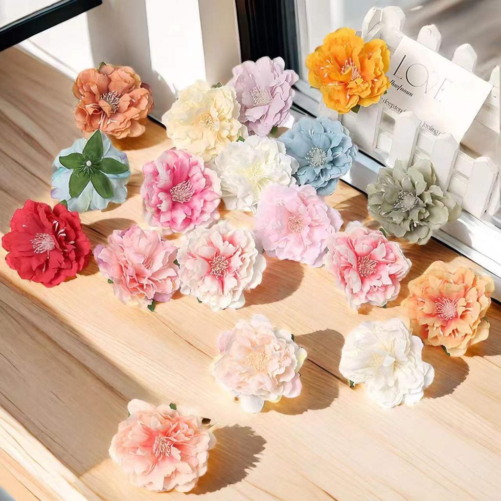 50/80pcs Artificial Silk Peony Flower Diy gift hairpin Home Party Wedding bridal bouquet wreath Decoration Outdoor Garden arch