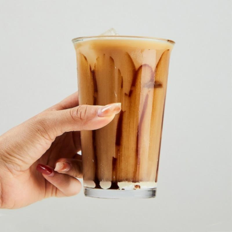 2pcs Transparent Glass Christmas Cups 360ml for Cappuccino, Tea, Espresso Latte, Juice, Milk, Iced Americano, French Flip Cup