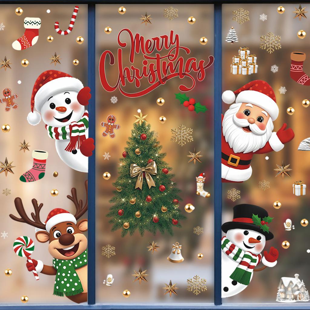 Christmas Decorations Holiday Party Decoration Window Stickers Pvc Static Stickers Window Decorations