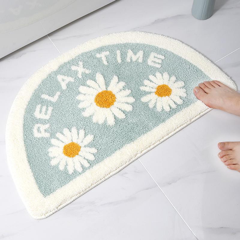 Cartoon Daisy Flocking Floor Mat Household Bathroom Door Carpet Bathroom Non-slip Mat Absorbent Foot Mat