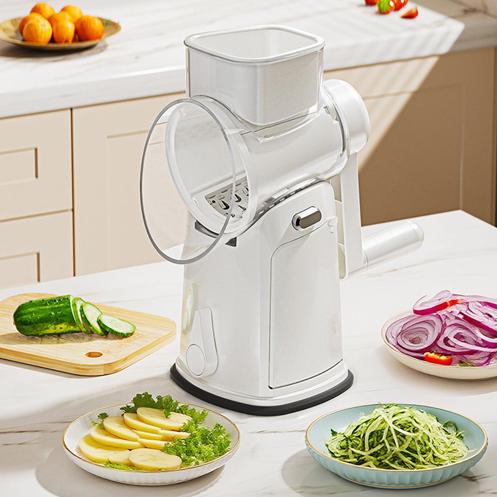 Non-slip Base Grater 5-in-1 Rotary Cheese Grater with Suction Base Stainless Steel Vegetable Slicer Hand Kitchen for Efficient
