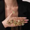 Retro Stainless Steel Zircon Tarot Card Pendant Necklace for Women