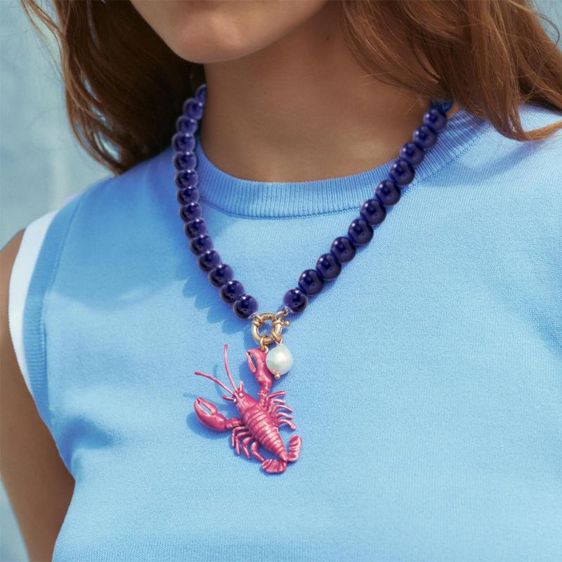 Lobster Bead Necklace Earrings Bohemia Handmade Beaded Jewelry Simple Pendant Necklace Women Beach Vacation Accessories