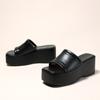 Liyke Sommer Rosa Kilesandaler Dame Plattformsandaler Koselig Lær Peep Toe Slip On Høye Hæler Casual Strand Slidesko Dame
