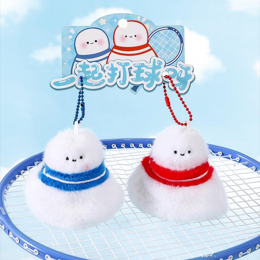 Plush Keyring Badminton Couple Keychains Stuffed Doll Badminton Plush Toy Keychain Backpack Decor