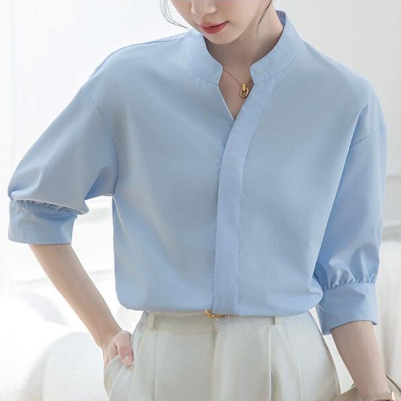 Shop   Women S Work blouSe Shaping Mandarin Collar 3 4 Sleeve Won Wbl Wfi1znk