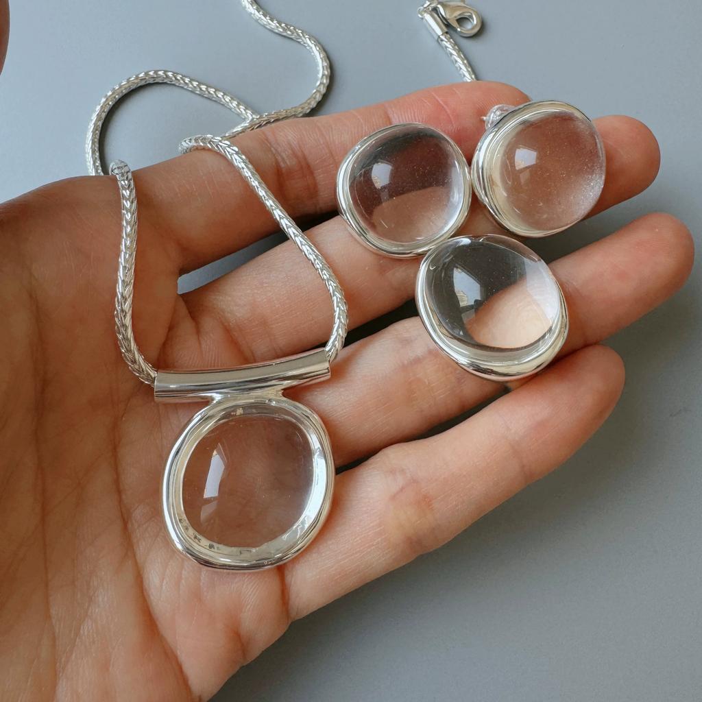 Original Designed Luxe Niche Aesthetic Matching Jewelry Set, Necklace Stud Earrings and Finger Ring for Women