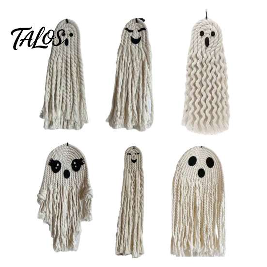 Living Room Wall Accents Handmade Cotton Rope Ghost Hanging Ornament for Halloween, Indoor Outdoor Halloween Pendent Front Door Window Yard