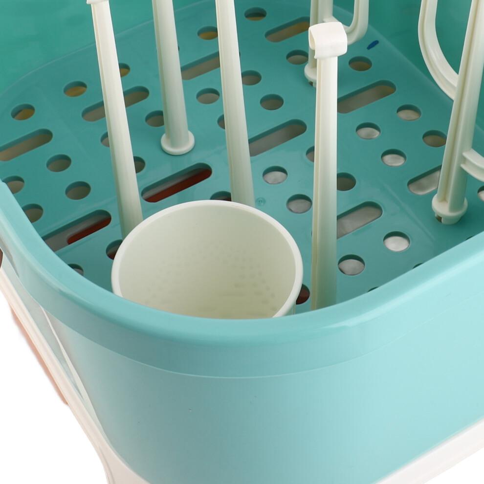 Nursing Bottle Storage Box Compact Household Dustproof Draining Thickened Plastic Baby Bottle Storage for Home Green