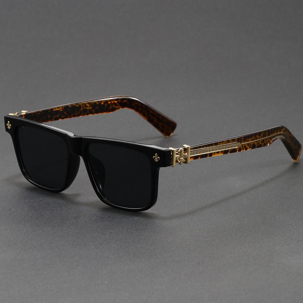 Vintage Punk Square Sunglasses Men Women Retro Frosted Clear Frame Tortoiseshell Temple UV400 Sun Glasses Shades