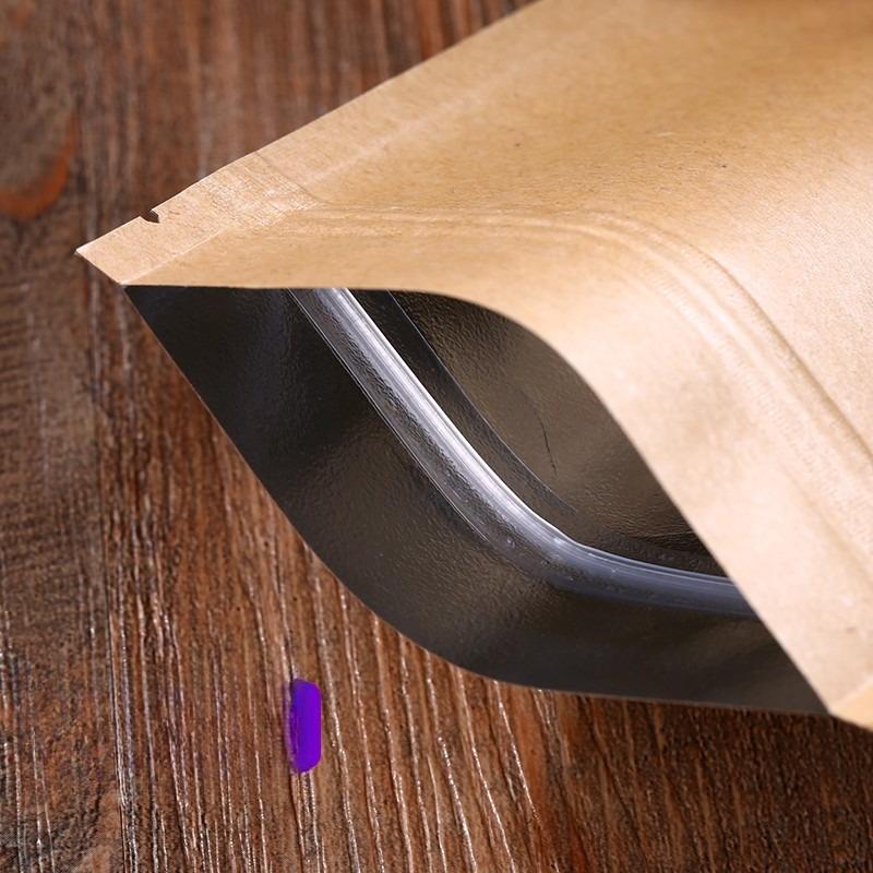 Kraft Paper Self Sealing Bag and Aluminum Plated Self Standing Sealed Bag, Multi Material and Multi Size Food Packaging, Environmentally Friendly