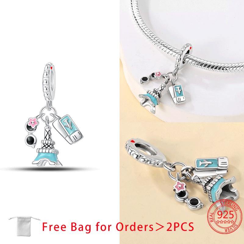 Holiday Series Seaside Coconut Slippers Car Wheel Copper Metal Charm Bead Components Bead Components Compatible With Do It Yourself Bracelet High