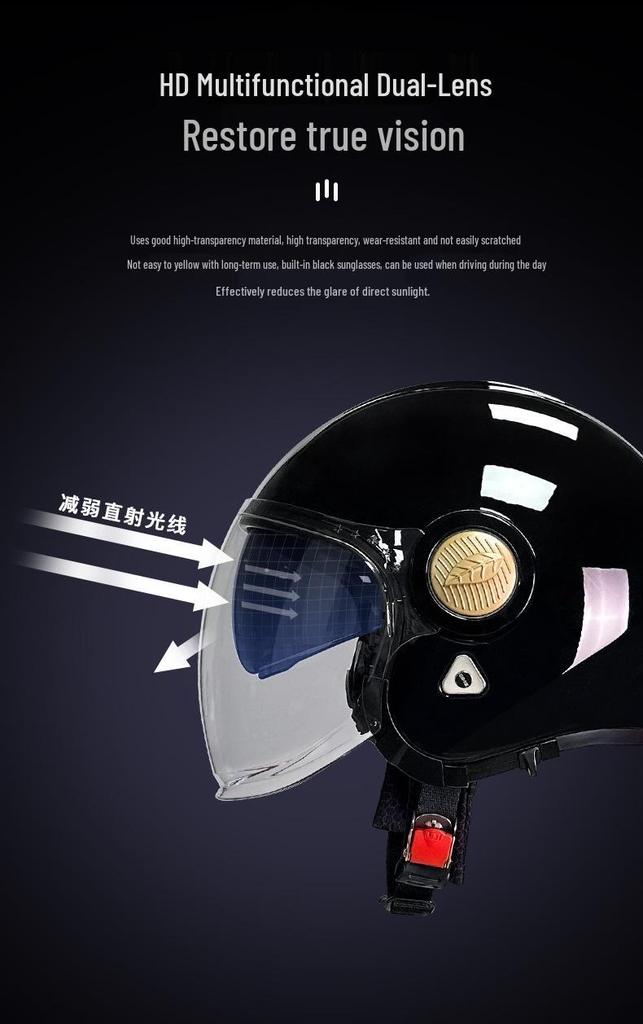 Men's Retro Motorcycle Helmet, 3C Certified, All-Season, Autumn/Winter, Half Helmet for Electric Vehicles