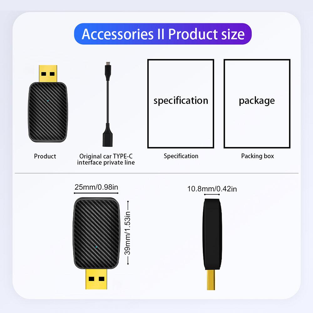 Mini USB Dongle BT WiFi Wireless Carplay Android Auto Adapter Voice Assistant for OEM Wired Carplay Android Auto Car Models