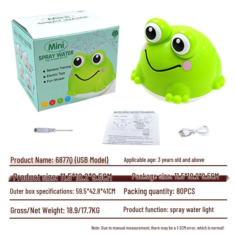 Automatic Induction Frog Spraying Bath Toy with Rotating Light