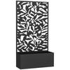 Metal Garden Bed with Trellis, Wall Mounted or Freestanding Raised Planter with Privacy Panel, Black