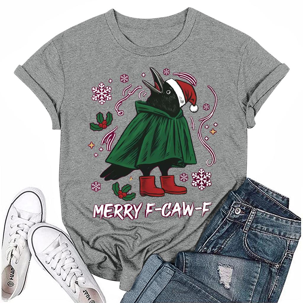 Women's Group 2D Printed Round Neck Short Sleeve Top