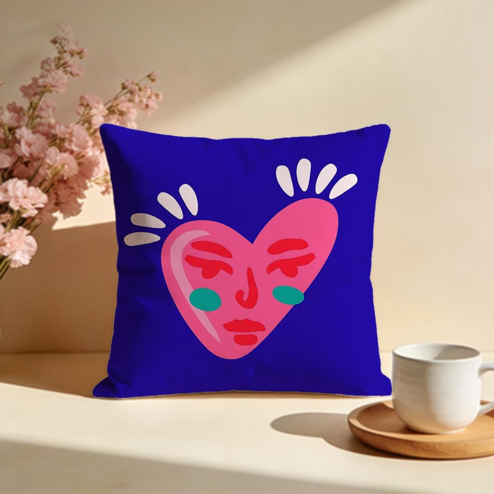 Colorful Graffiti Heart Cushion Cover Soft Pillow Cases for Home Bedroom Living Room Sofa