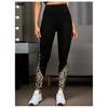 Women's High Waist Sports Leggings, Leopard Print, Black, Elastic, Comfort Fit