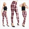 European & American Striped Plaid Print Slimming Nine-Point Plus Size Leggings