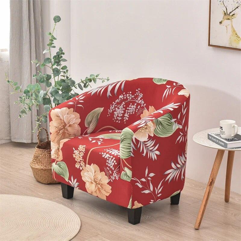 Floral Club Bath Tub Chair Cover Spandex Single Armchairs Cover Stretch Sofa Couch Slipcover for Living Room Furniture Protector