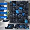 Blue Stone 2D Flat Shower Curtain Set with 12 Hooks for Bathroom Décor