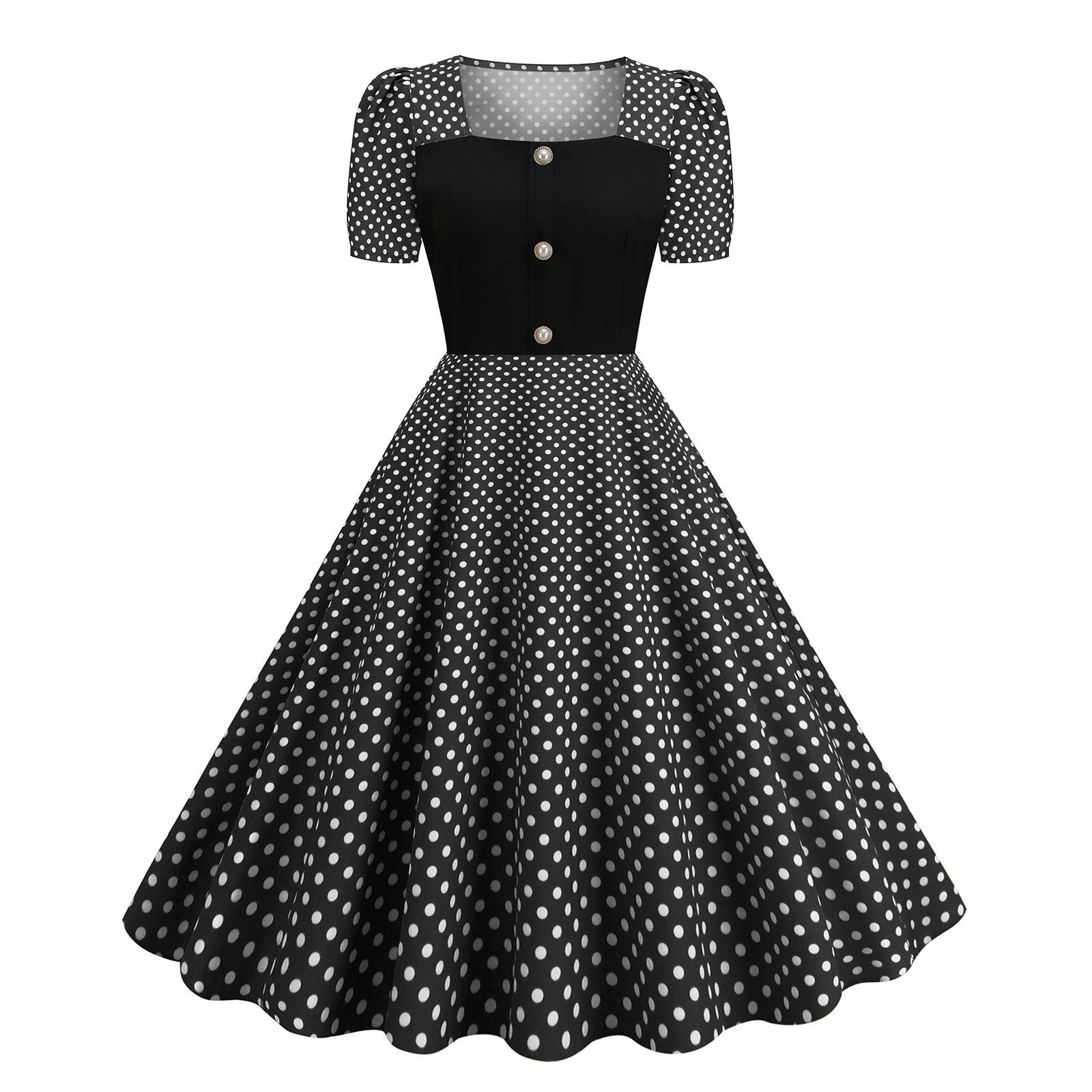 Женское платье с квадратным воротником и короткими рукавами — фото 3