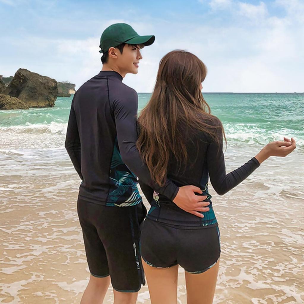 [KULIXI] Rash Guard Men's Fitness Swimsuit Top and Bottom Set,