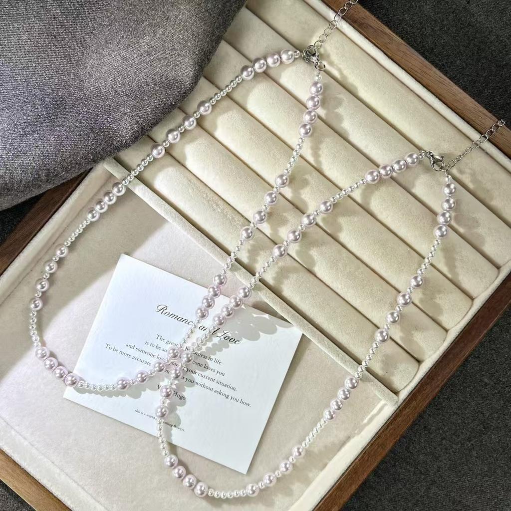 Vintage Strong Light High Quality Strong Light Artificial Crystal Pearl Necklace Collarbone Chain