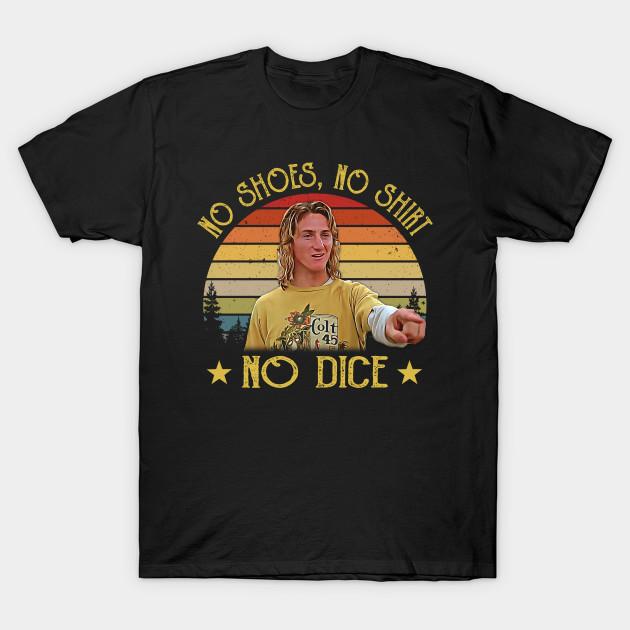Men Black Print T-shirt Fast Times No Shoes No Shirt No Dice Vintage No-Cut Transfer Paper Print Cotton Tshirt M